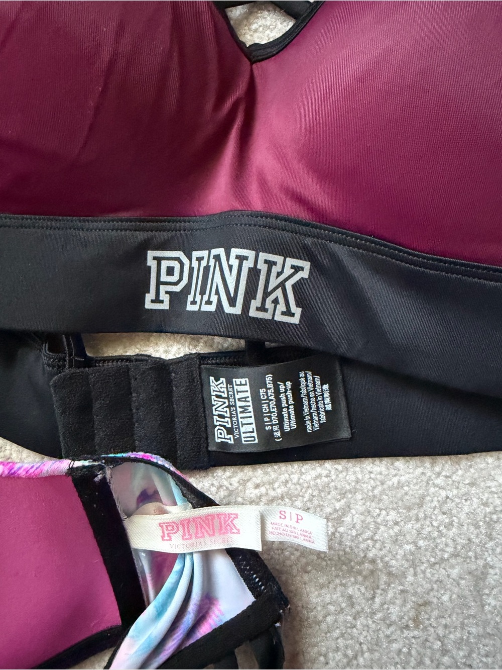VS PINK Bra Bundle both Size Small EUC Strappy & Tropical Bandeau Set - Picture 3 of 4